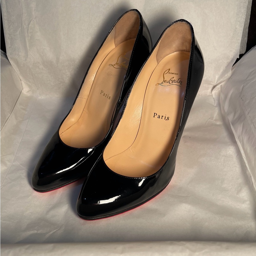 Christian Louboutin Glossy Black patent simple pumps 100mm. EU 38.5 - Picture 2 of 12